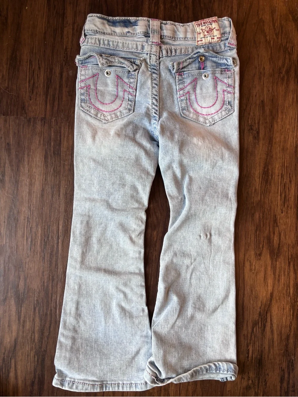 True Religion Light Blue Distressed Flare Jeans